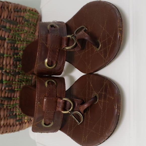 Christian‎ Dior Brown Leather Cannage Block Heel Sandals Size 40 - Picture 9 of 16